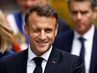 נשיא צרפת עמנואל מקרון, מוקדם יותר היום / צילום: Reuters, Christian Hartmann