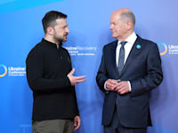 אולף שולץ וולודומיר זלנסקי / צילום: ap, Ebrahim Noroozi