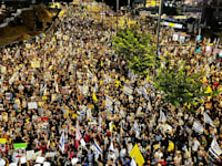 הפגנת מחאה לעסקת חטופים בשער בגין / צילום: מטה משפחות החטופים