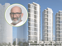 מהנדס עיריית גבעתיים שגיא תמרי והדמייה פרויקט נגה / צילום: הדמיה: SNAPSHOP, צילום: אלירן אביטל