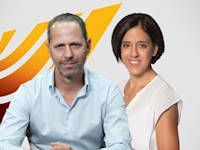 תמר יסעור, יו''ר ישרכארט וערן גריפל, יו''ר קבוצת מנורה מבטחים / צילום: רמי זרנגר, גיא חמוי