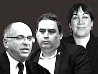 השופטת גילה כנפי-שטייניץ, ראש לשכת עורכי הדין עמית בכר והשופט נעם סולברג / צילום:  דוברות לשכת עורכי הדין, דוברות הכנסת, רפי קוץ