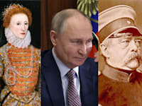 מימין לשמאל: אוטו פון ביסמרק, ולדימיר פוטין והמלכה אליזבת' הראשונה / צילומים:  Shutterstock/ א.ס.א.פ קריאייטיב; AP - Mikhail Klimentyev; ויקיפדיה