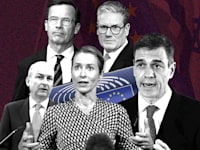 מנהיגי אירופה וקאיה קאלאס, האחראית על יחסי החוץ של האיחוד האירופי / עיבוד: טלי בוגדנובסקי, צילומים: AP- Omar Havana, Ng Han Guan, ean-Francois Badias, Michael Kappeler/dpa