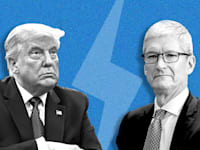 מנכ''ל אפל טים קוק ונשיא ארה''ב דונלד טראמפ / צילום: Reuters