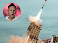 מיירט ''טמיר'' משוגר מסוללת כיפת ברזל (בעיגול: המשקיע פיטר ת'יל) / צילום: דוברות משרד הביטחון