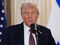 נשיא ארה״ב דונלד טראמפ במסיבת העיתנואים עם ראש הממשלה בנימין נתניהו / צילום: אבי אוחיון/ לע״מ