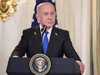 ראש הממשלה בנימין נתניהו במסיבת העיתונאים בבית הלבן / צילום: ap, Jonathan Ernst