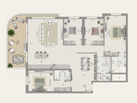 תוכנית דירה במגדלי הדקל באשדוד, של קבוצת קלוד נחמיאס / צילום: קבוצת נחמיאס