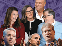 דיוויד טפר, ביל ומלינדה גייטס, ביל אקמן, ריי דליו, קת'י ווד, סטנלי דרוקנמילר / צילום: רויטרס - BRENDAN MCDERMID, Richard Brian