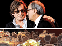 אירוע ''נוצות הזהב'', מייסד האירוע פול אמסלם והזמר הצרפתי תומאס דיטרון. לנער את השיח מאינטרסים / צילום: Paul Bourdel