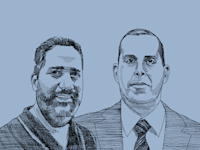 רו''ח אפי סנדרוב, המנהל המורשה בסלייס ואסף גולדברג, מנכ''ל סלייס לשעבר / איור: גיל ג'יבלי