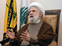 מזכ''ל חיזבאללה נעים קאסם. ייקח לו זמן לבנות אמון / צילום: ap, Bilal Hussein