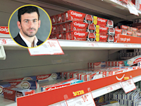 מוצרי קולגייט שמייבאת שסטוביץ (בעיגול: גיא שסטוביץ, סמנכ''ל פיתוח עסקי בחברה) / צילום: טלי בוגדנובסקי, אתר שסטוביץ