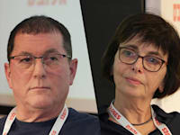 מיכל הלפרין, הממונה על התחרות לשעבר; זוהר גולן, יו״ר התאגדות נהגי המוניות בפורום העצמאיים / צילום: כדיה לוי