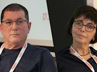 מיכל הלפרין, הממונה על התחרות לשעבר; זוהר גולן, יו״ר התאגדות נהגי המוניות בפורום העצמאיים / צילום: כדיה לוי