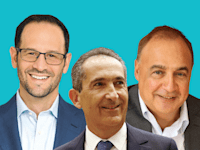 מימין: לן בלווטניק, מבעלי רשת 13; פטריק דרהי, המשקיע החדש; ואמיליאנו קלמזוק, מנכ''ל רשת 13 / צילום: טים בישופ, יח''צ, רויטרס