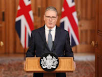 קיר סטראמר בהצהרתו על המצב במזרח התיכון / צילום: ap, Jonathan Brady