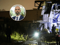 הפגיעה במפעל אירוסול בפ''ת. בעיגול: רועי ברגיל, מנכ''ל הרוכשת, ולוריקס / צילום: AP- Zwigenberg Ohad, התעשייה האווירית