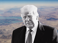 נשיא ארה''ב דונלד טראמפ על רקע מצר הורמוז / צילום: ap, Alex Brandon