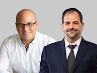 עו''ד יוסף ויצמן, יו''ר הוועדה להגנת המקצוע בלשכה עורכי הדין ודוד פופביץ, מייסד LoFrayer / צילום: עידן כהן, פרטי