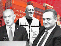 שר הביטחון, כ''ץ; יו''ר ועד עובדי צים, כספי; רה''מ נתניהו / צילום: קובי גדעון-לע''מ,דוברות אופיר שפיגל, נעם ריבקין פנטון-הארץ