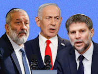 שר האוצר בצלאל סמוטריץ', ראש הממשלה בנימין נתניהו ויו''ר ש''ס אריה דרעי / צילום: נועם מושקוביץ - דוברות הכנסת, אוליביה פיטוסי - ''הארץ''