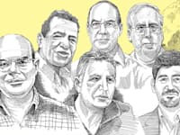 צבי סטפק, עידו קוק, לב שמואל, אלי לוי, גילעד אלטשולר, יאיר לפידות / איור: גיל ג'יבלי
