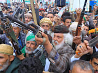 הפגנה תמיכה בחות'ים בתימן / צילום: ap, Osamah Abdulrahman