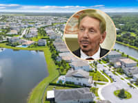 שכונת Palm Meadows Estates. בעיגול: לארי אליסון / צילום: trulia, AP (Evan Vucci)