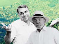 מימין: לואיז אינסיו לולה דה סילבה ופלאביו בולסונרו / צילום: ap, Andre Penner, Lucas Landau
