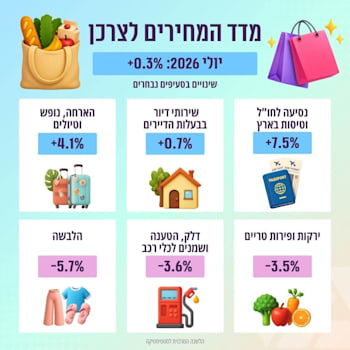 מדד המחירים לצרכן לחודש יולי 2026 מדד המחירים לצרכן לחודש יולי 2026