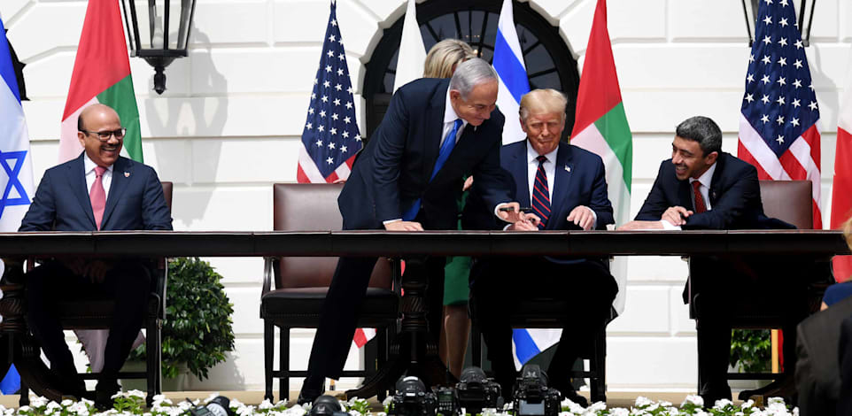 טקס חתימת הסכם השלום בוושינגטון. עם איחוד האמירויות / צילום: אבי אוחיון - לע''מ