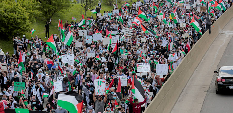 הפגנה פרו־פלסטינית במישיגן, השבוע / צילום: Reuters