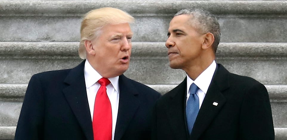 הנשיאים אובמה וטראמפ במעילי ברוקס ברדרס / צילום: Associated Press, Rob Carr