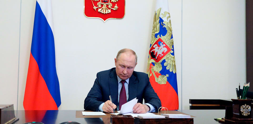 נשיא רוסיה ולדימיר פוטין / צילום: Associated Press, Mikhail Klimentyev, Sputnik, Kremlin Pool