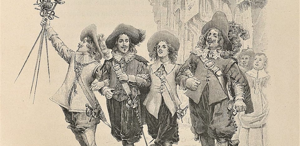 איור של הצייר הצרפתי מוריס ללואר, מתוך הספר ''שלושת המוסקטרים'', 1894 / צילום: ויקיפדיה