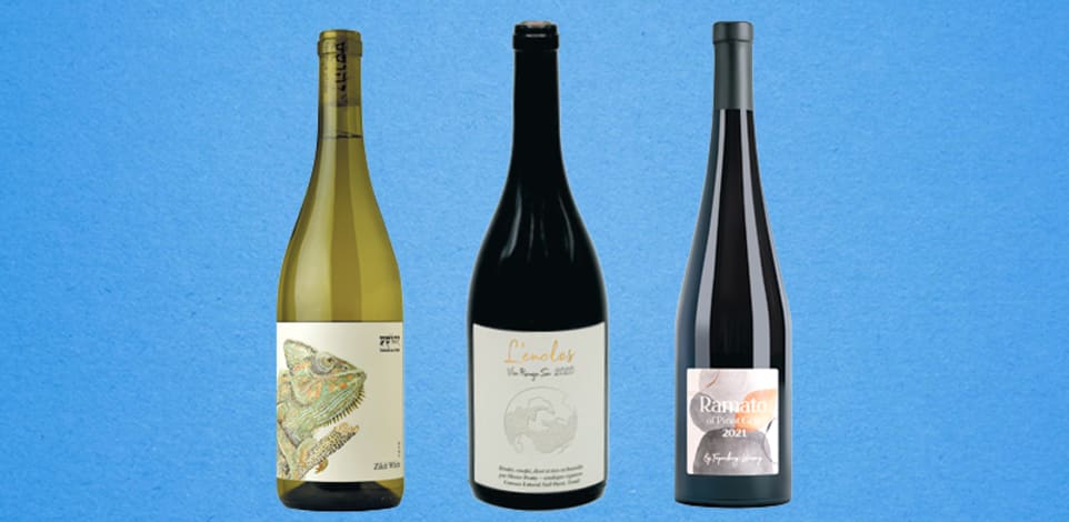 מימין: רמאטו, פינו גרי, 2021 (של דני פרידנברג), ל'אנקלו אדום יבש, 2020 (של אוליבייה פרתי) וזיקית לבן, 2020 ,יינות יהושע (של דוד בר אילן) / צילום: יח''צ