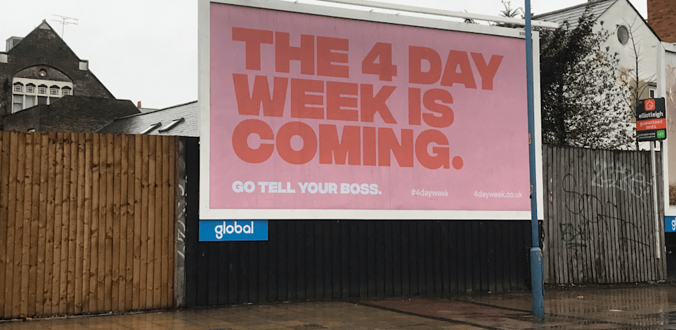 קמפיין ''4 Day Week'' שהושק ברחבי לונדון / צילום: צילום מתוך טוויטר
