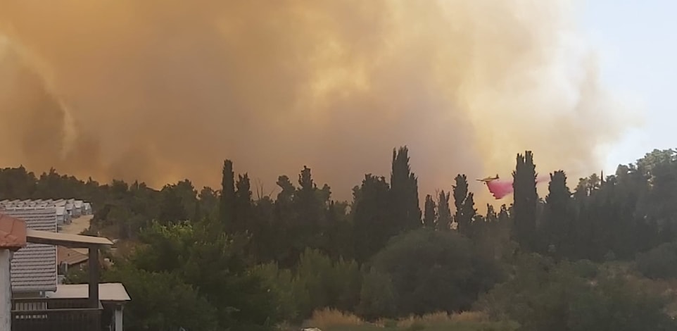 שריפה בקרבת המסילה באיזור שער הגיא / צילום: דני זקן