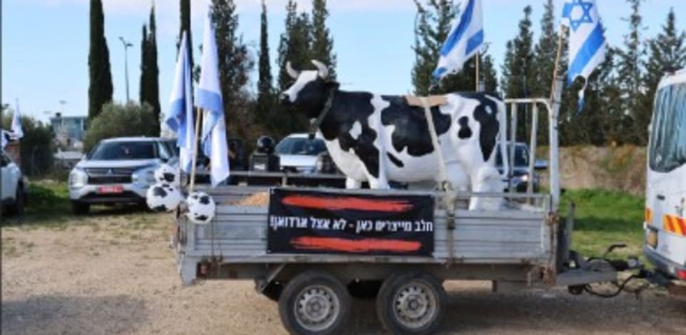 הפגנת הרפתנים והחקלאים, הבוקר / צילום: יריב דגן