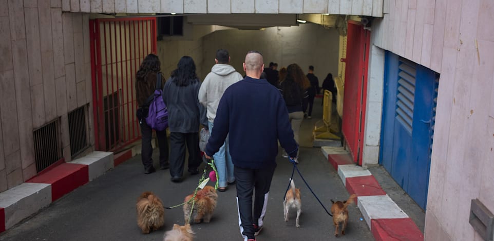 תושבים בתל באביב יורדים למרחב מוגן בשל אזעקות על ירי מאיראן / צילום: ap, Ohad Zwigenberg