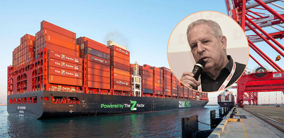 אוניית ZIM DIAMOND. בעיגול: אלוף במיל' גיורא איילנד / צילום: אריאל ורהפטיג, איל יצהר