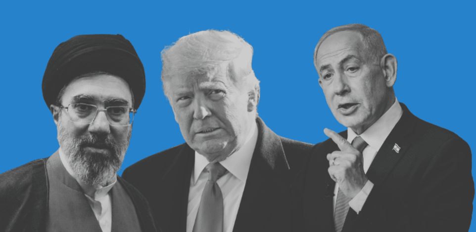 נתניהו, טראמפ, חמינאי הבן / צילום: נעם ריבקין פנטון-הארץ, רויטרס-Hamed Jafarnejad, AP
