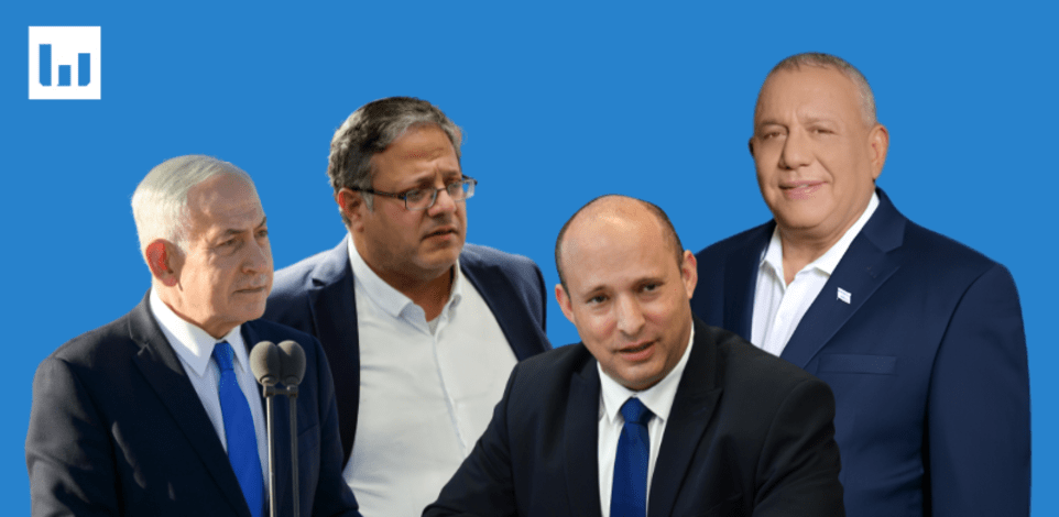גדי איזנקוט, נפתלי בנט, איתמר בן גביר, בנימין נתניהו / צילום: דוברות מפלגת ישר, נועם מושקוביץ', מעיין טואף / לע״מ, יואב דודקביץ