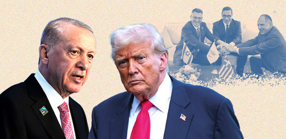 טראמפ, ארדואן והחתימה על הסכם האנרגיה  / צילומים: AP-Alex Brandon,Petros Giannakouris, Achmad Ibrahim
