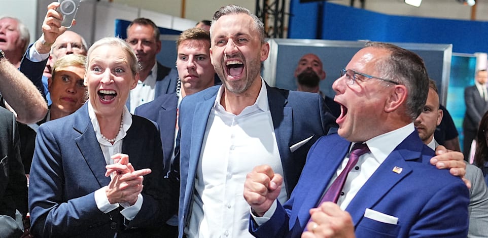 ראשי מפלגת ''אלטרנטיבה לגרמניה'' חוגגים לאחר פרסום המדגמים / צילום: Reuters