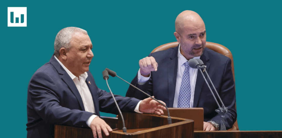 יו''ר הכנסת, ח''כ אמיר אוחנה ויו''ר מפלגת ישר, גדי איזנקוט / צילום:  נועם מושקוביץ', דוברות הכנסת