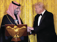 נשיא ארה''ב דונלד טראמפ עם יורש העצר הסעודי בן סלמאן / צילום: ap, Alex Brandon