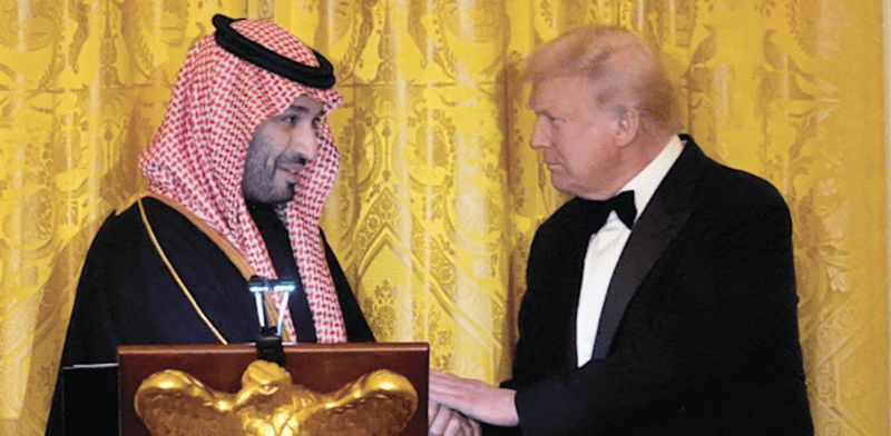 נשיא ארה''ב דונלד טראמפ עם יורש העצר הסעודי בן סלמאן / צילום: ap, Alex Brandon